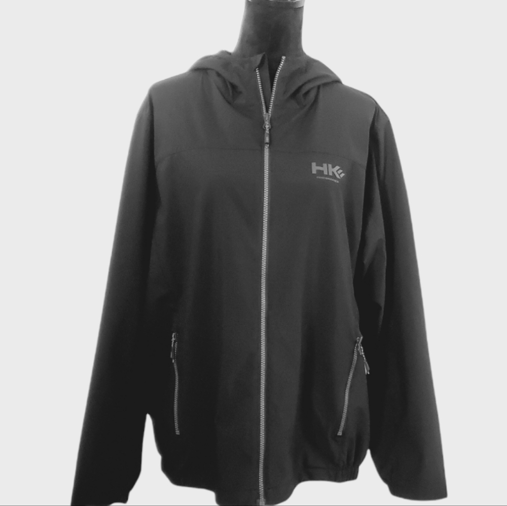 Hawke & Co Sport Performance Jacket Raincoat Windbreaker . Black - Mens Large